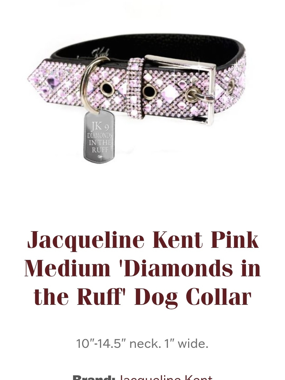JAQUELINE KENT Pink 'Diamonds in the Ruff' Sparkle Dog Collar